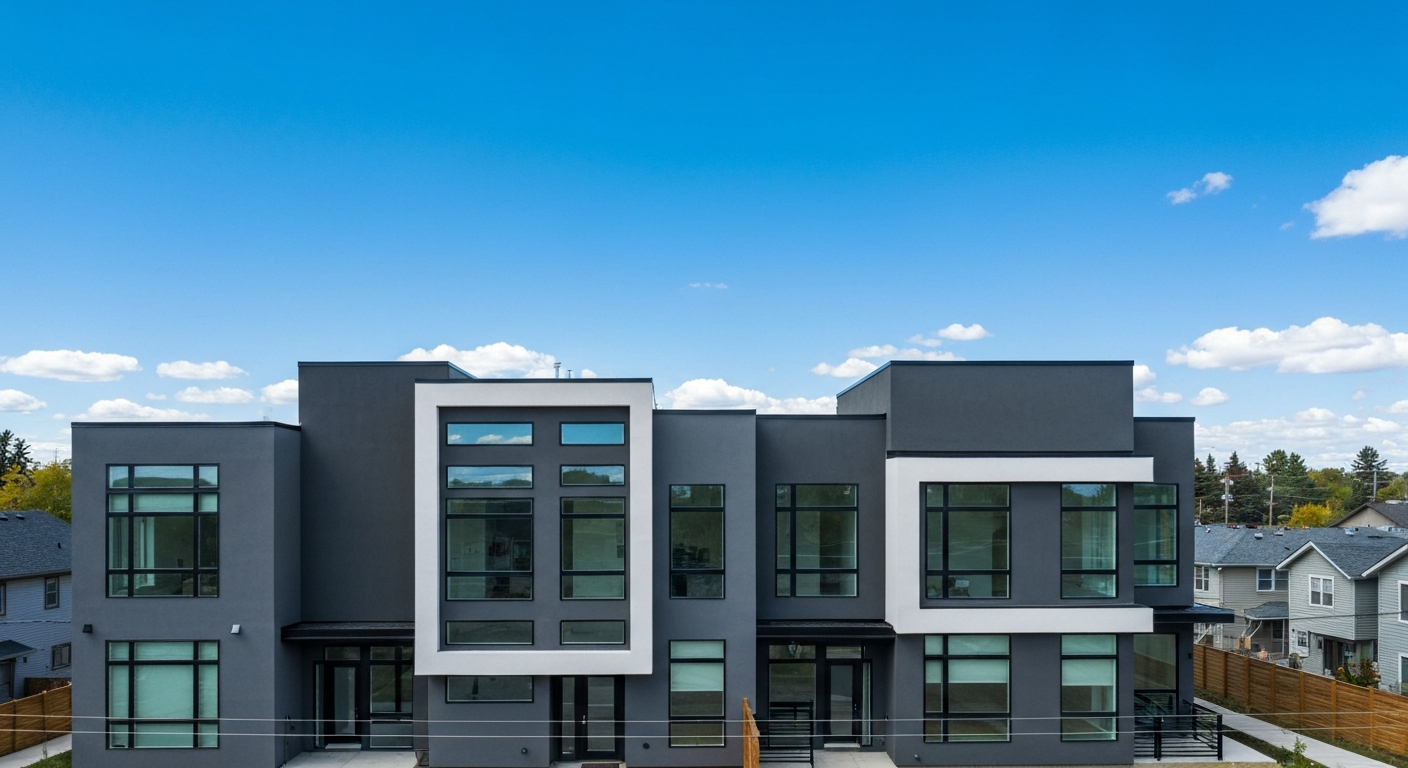 Modern duplex with separate entrances in a new Edmonton development