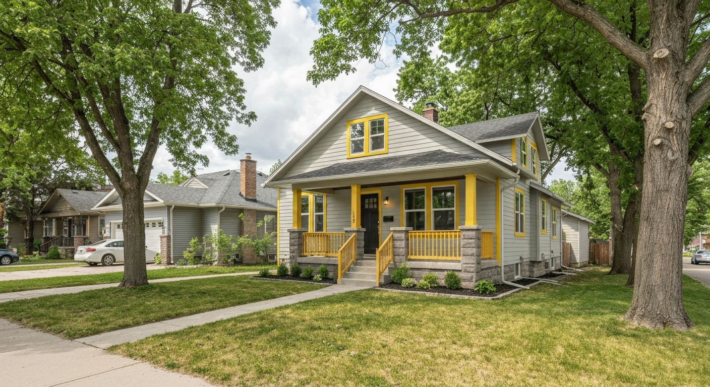 Exterior of an affordable home in Edmonton, Alberta.