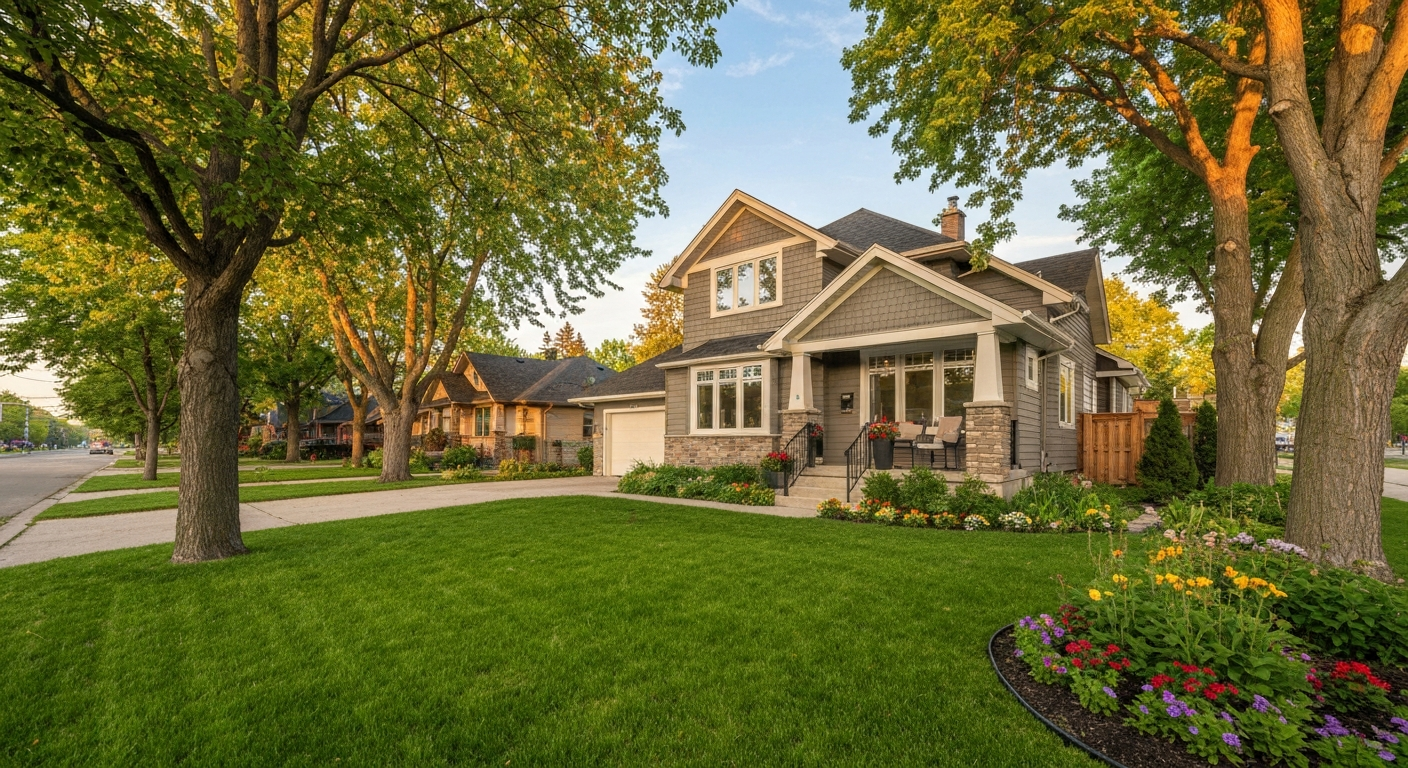 Exterior view of a modern home in an Edmonton neighborhood.