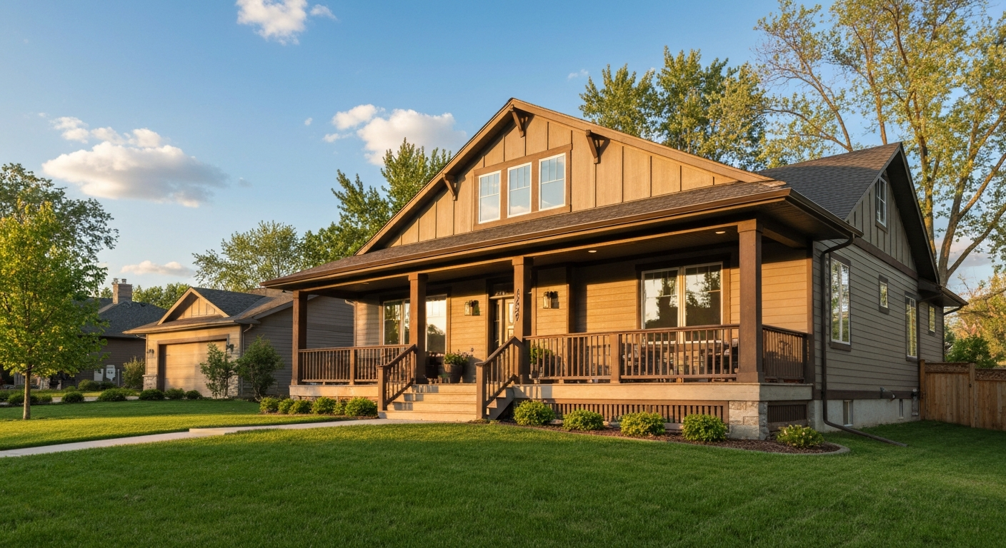 Exterior view of a modern house for sale in Edmonton, Alberta.