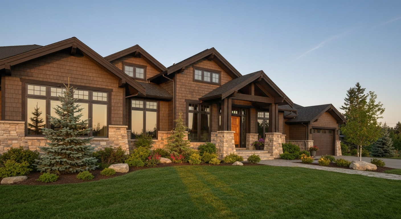 Exterior of a modern house for sale in Edmonton, Alberta.