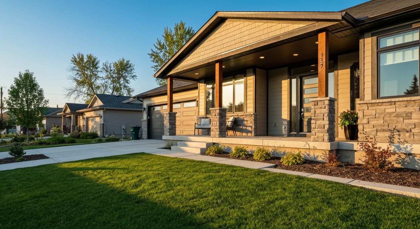 Street view of houses in Millwoods, Edmonton