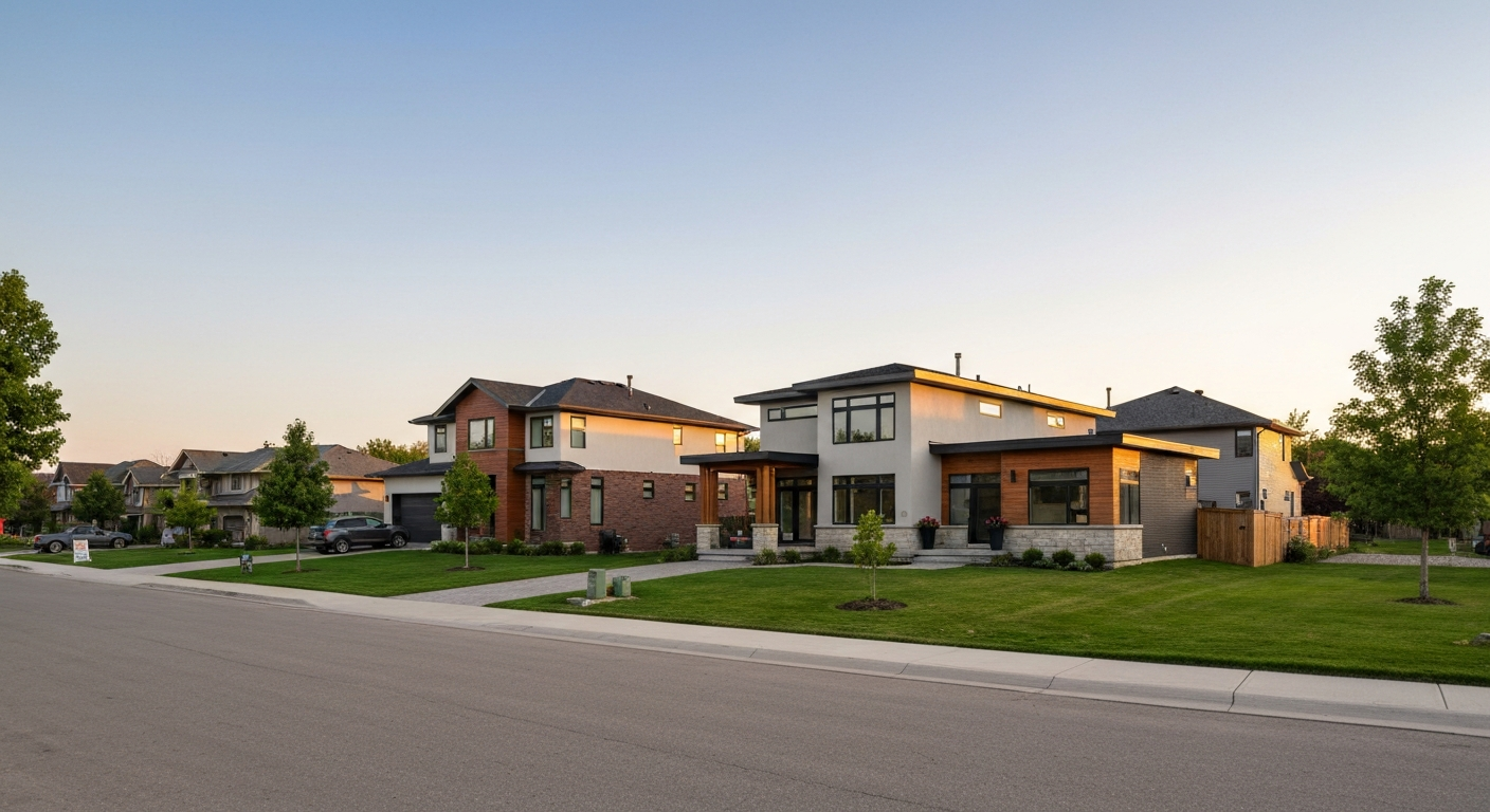 Exterior view of a beautiful home in St. Albert, Alberta.