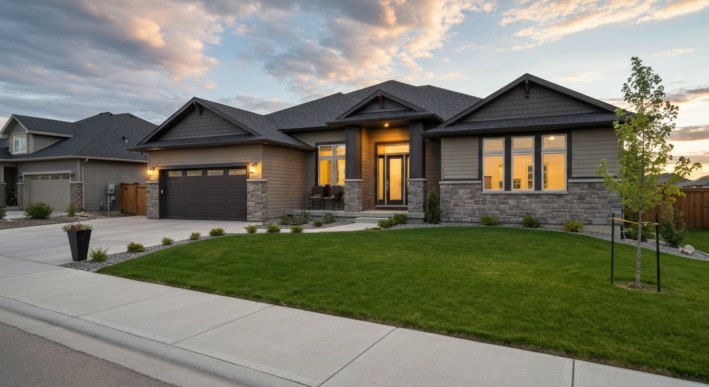 Modern home exterior in Terwillegar, Edmonton